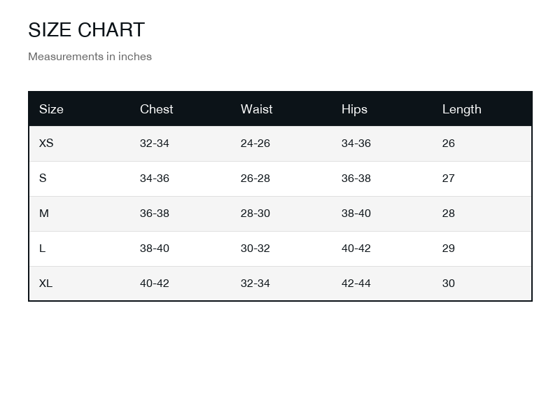 Size chart